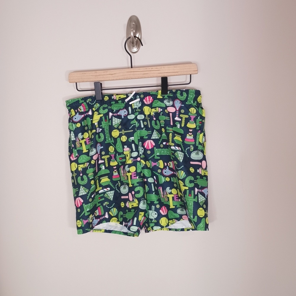 Lacoste x Jeremyville Swim Trunks Boys 12 Croco Series Graphic Shorts
